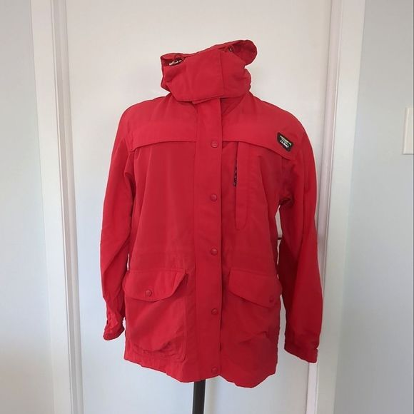 L.L. Bean Red Outdoor Camping Hiking Windbreaker Hooded Jacket Size PM - Picture 4 of 11